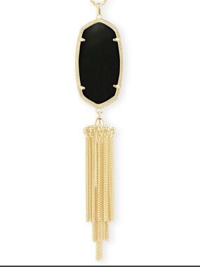 Kendra Scott- Gold Tassel Necklace with Black Stone Pendant